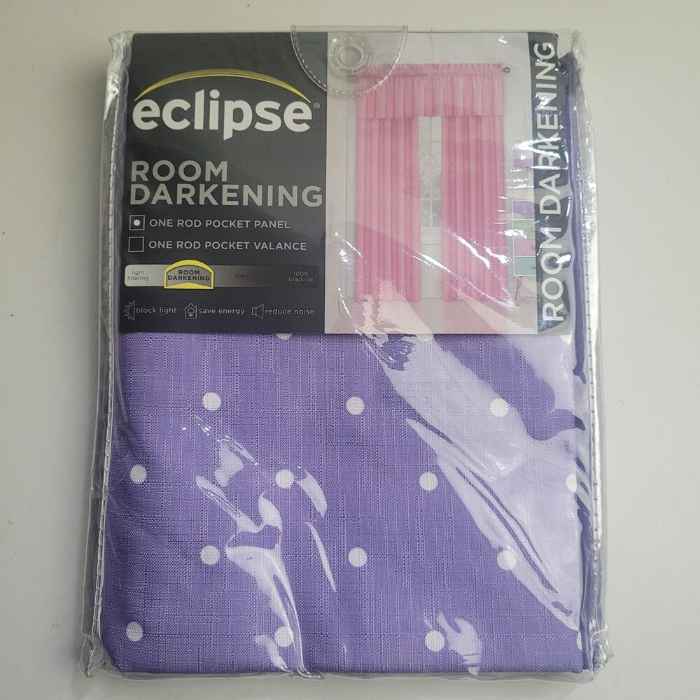 NEW Eclipse 'Dot Purple' Blackout Thermal Curtain Panel 42x63in #CT5
